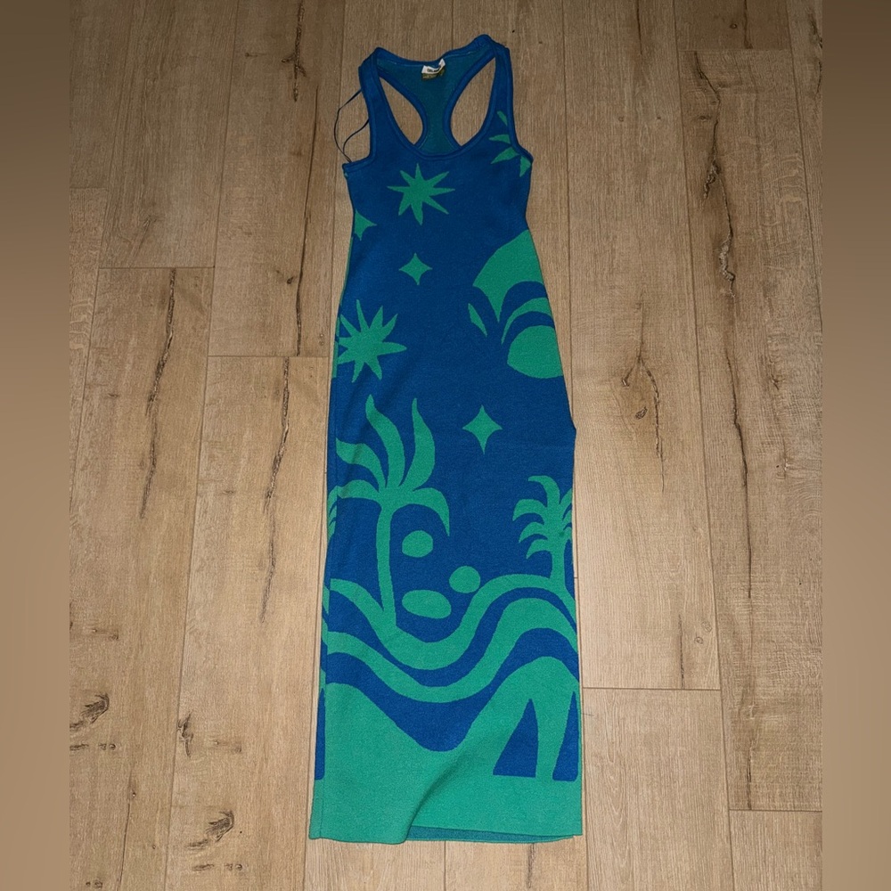 Blue and Green Star Pattern dress
